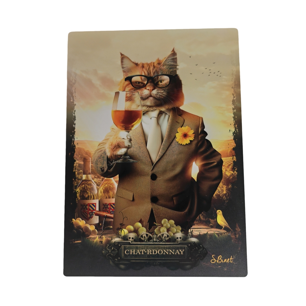 IMPRESSION S BINET CHAT-RDONNAY SUR DIBOND AVEC ATTACHE 20 X 28 CM - Photo N°1