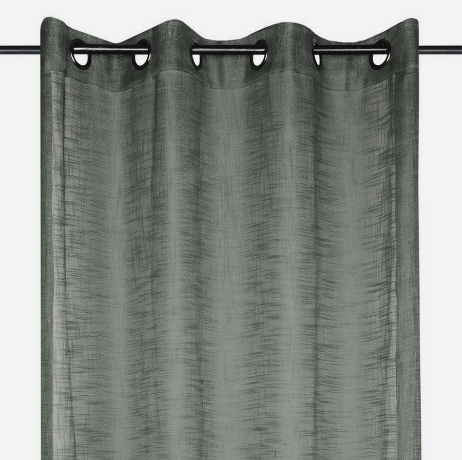 RIDEAU OEILLET ONTARIO EN POLYESTER COULEUR SAUGE 135 X 260 CM - Photo N°1