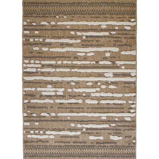 TAPIS DE SOL EFFET JUTE A MOTIF EN RELIEF BLANC 160 X 230 CM - Photo N°8