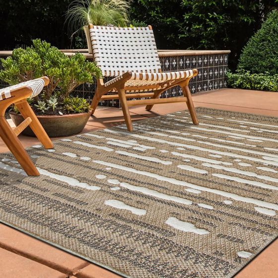 TAPIS DE SOL EFFET JUTE A MOTIF EN RELIEF BLANC 160 X 230 CM - Photo N°5