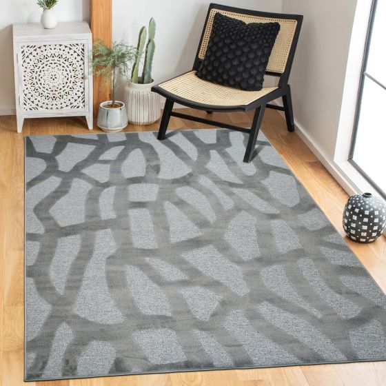 TAPIS DE SOL ECOSSE GRAPHIQUE MOTIFS EN RELIEFS GRIS  160 X 230 CM - Photo N°1