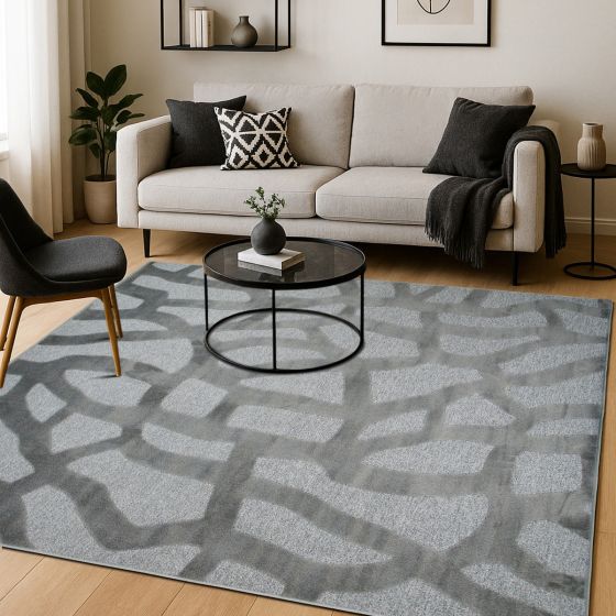 TAPIS DE SOL ECOSSE GRAPHIQUE MOTIFS EN RELIEFS GRIS  160 X 230 CM - Photo N°2