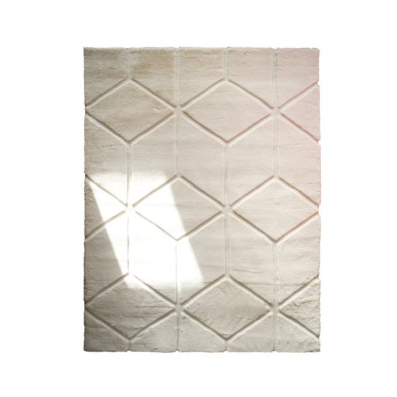 TAPIS DE SOL A RELIEF EXTRA DOUX CONFORT CUBES BLANC 160 X 230 CM - Photo N°4