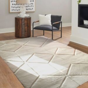 TAPIS DE SOL A RELIEF EXTRA DOUX CONFORT CUBES BLANC 160 X 230 CM