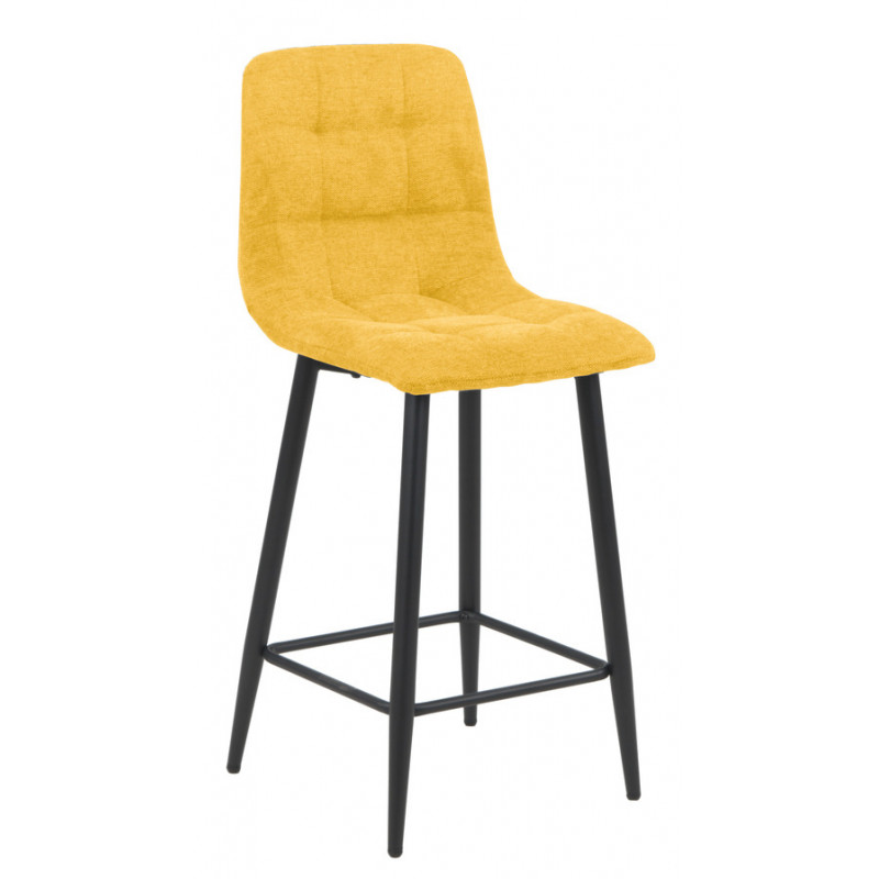 CHAISE D'ILOT PIED METAL NOIR ASSISE TISSU JAUNE 46 X 52 X 95 CM - Photo N°1