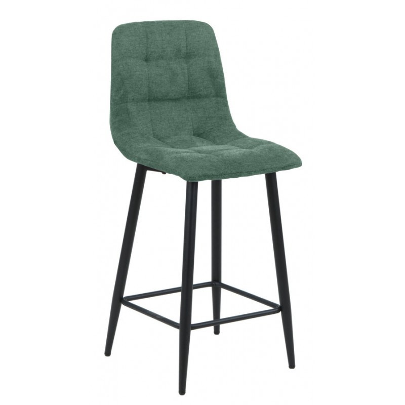 CHAISE D'ILOT PIED METAL NOIR ASSISE TISSU VERT 46 X 52 X 95 CM - Photo N°1