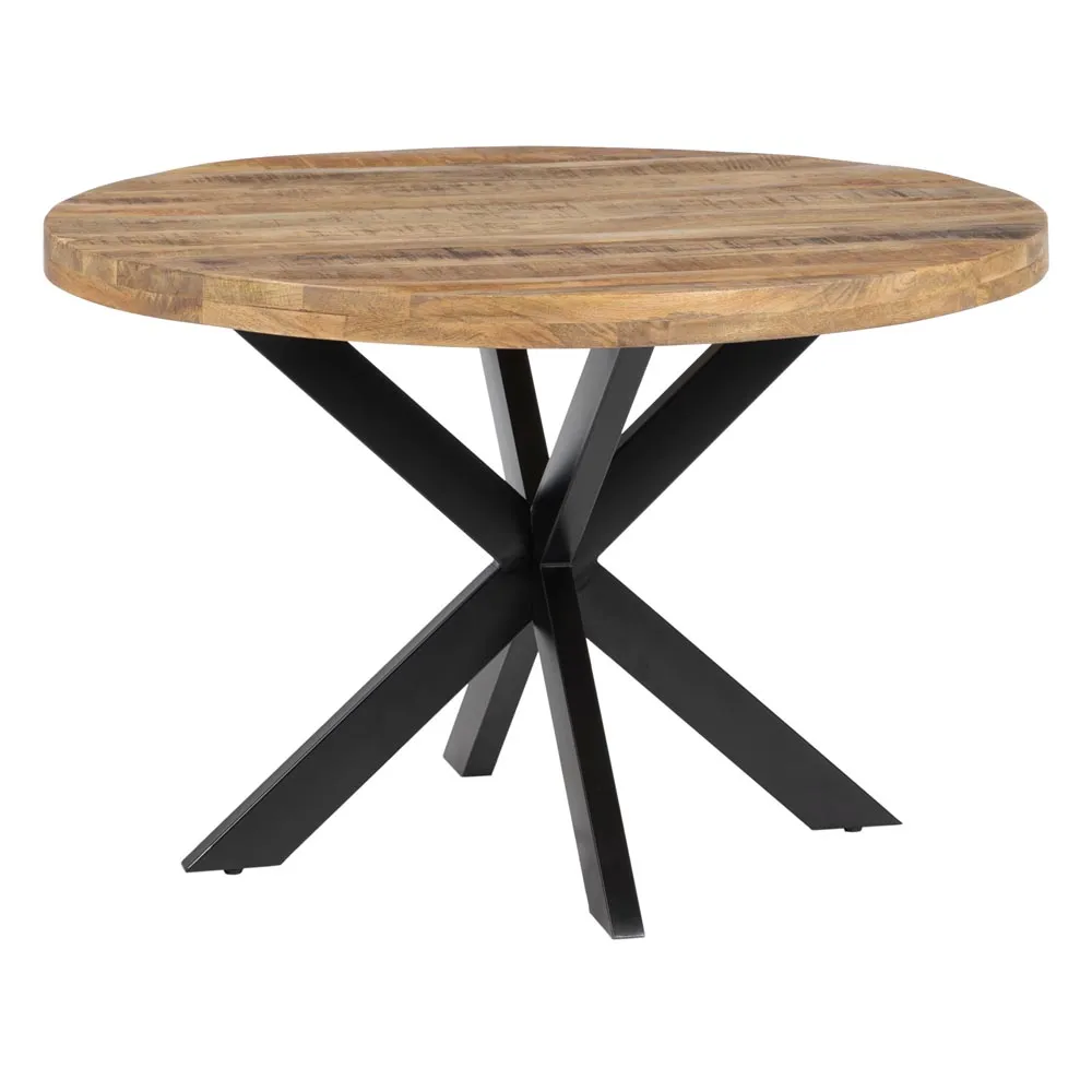 TABLE RONDE PERU PLATEAU MANGUIER PIED METAL NOIR 120 X 120 X 78 CM - Photo N°9