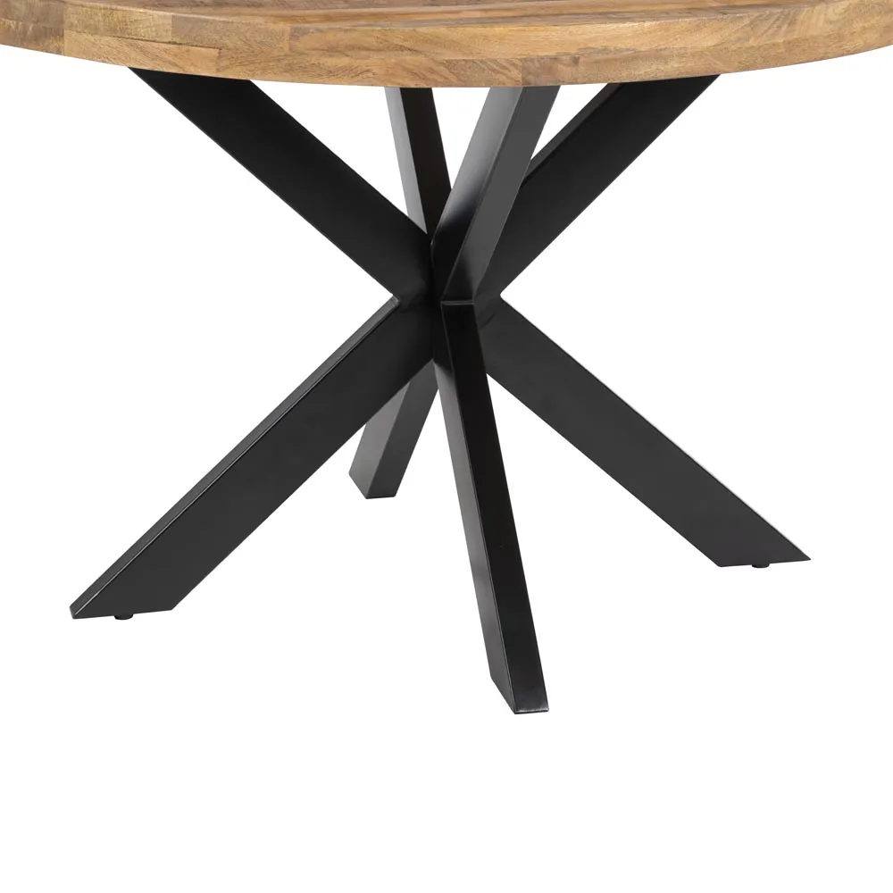 TABLE RONDE PERU PLATEAU MANGUIER PIED METAL NOIR 120 X 120 X 78 CM - Photo N°5