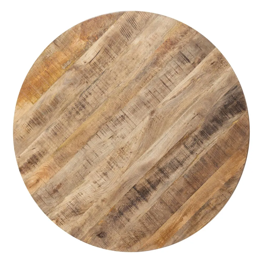 TABLE RONDE PERU PLATEAU MANGUIER PIED METAL NOIR 120 X 120 X 78 CM - Photo N°4