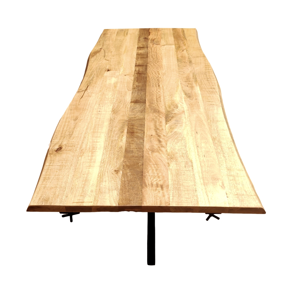 TABLE EN MANGUIER MASSIF TAVOLO PIEDS ETOILE NOIR 220(300) X 95 X 78 CM - Photo N°4