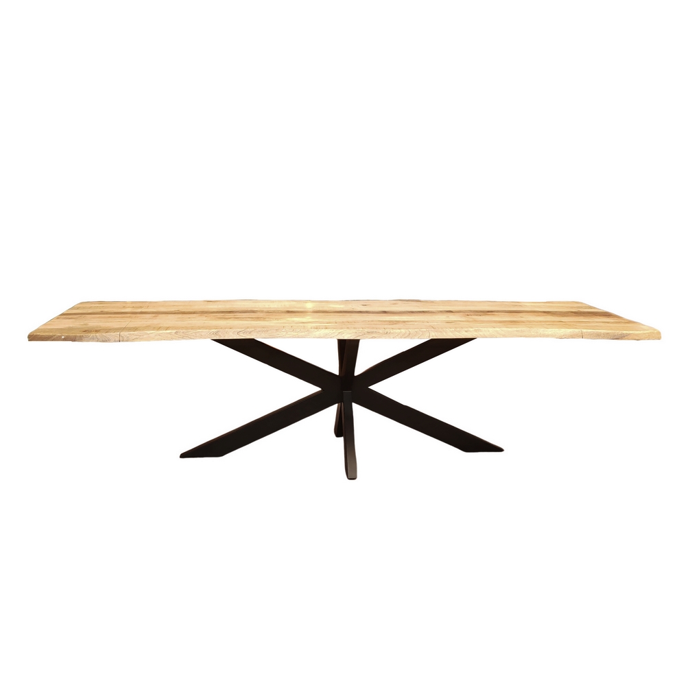 TABLE EN MANGUIER MASSIF TAVOLO PIEDS ETOILE NOIR 220(300) X 95 X 78 CM - Photo N°7