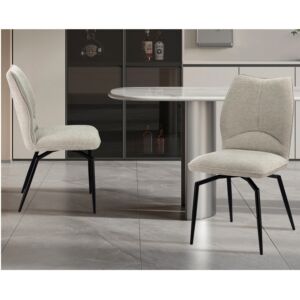 CHAISE LARA PIVOTANTE 180° PIED NOIR TISSU ECRU 45.5 X 89 X 49 CM