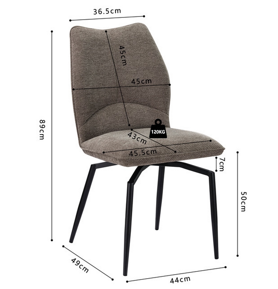 CHAISE LARA PIVOTANTE 180° PIED NOIR TISSU SABLE 45.5 X 89 X 49 CM - Photo N°10