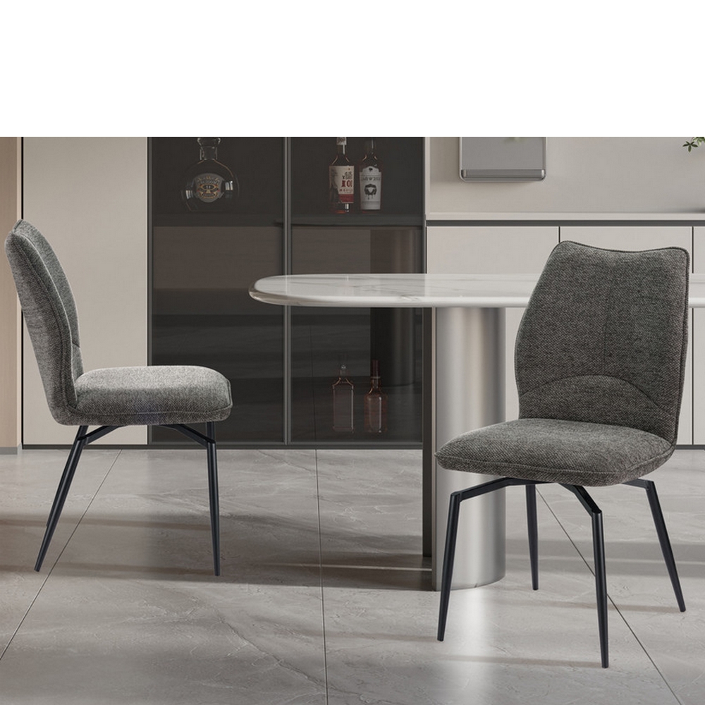 CHAISE LARA PIVOTANTE 180° PIED NOIR TISSU GRIS 45.5 X 89 X 49 CM - Photo N°11