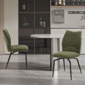 CHAISE LARA PIVOTANTE 180° PIED NOIR TISSU VERT KAKI 45.5 X 89 X 49 CM