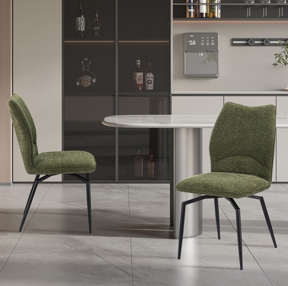 CHAISE LARA PIVOTANTE 180° PIED NOIR TISSU VERT KAKI 45.5 X 89 X 49 CM - Photo N°1