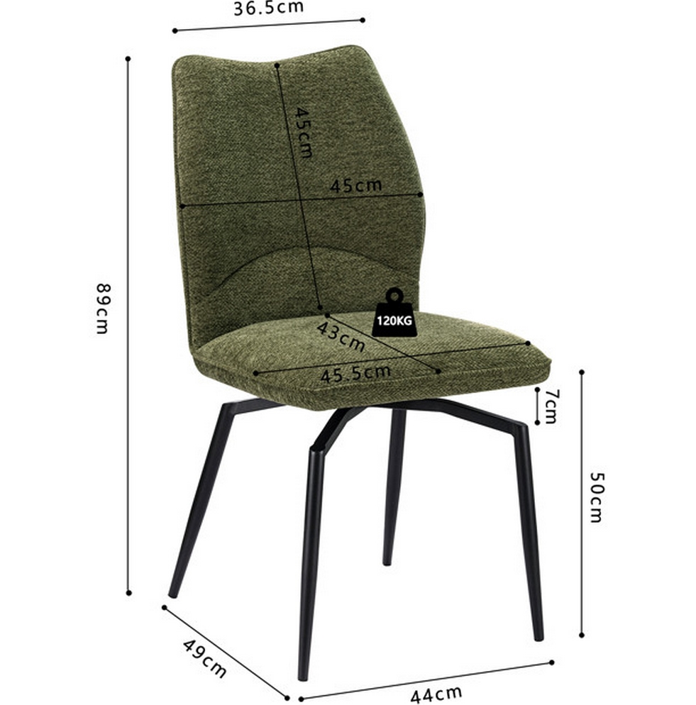 CHAISE LARA PIVOTANTE 180° PIED NOIR TISSU VERT KAKI 45.5 X 89 X 49 CM - Photo N°10