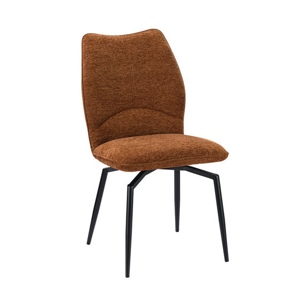 CHAISE LARA PIVOTANTE 180° PIED NOIR TISSU ROUILLE 45.5 X 89 X 49 CM - Photo N°3