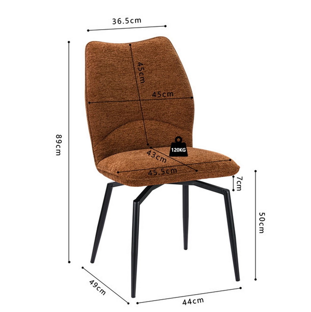 CHAISE LARA PIVOTANTE 180° PIED NOIR TISSU ROUILLE 45.5 X 89 X 49 CM - Photo N°10
