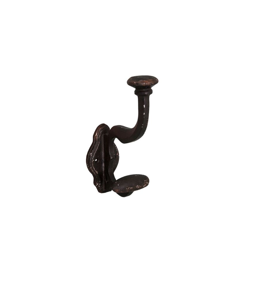 PATERE EN FONTE FINITION NOIR PATINE  5 X 16 X 11 CM - Photo N°1