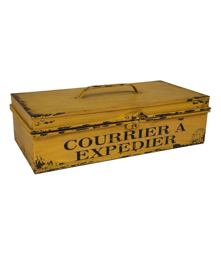 BOITE A COURRIER LA POSTE JAUNE ANTIQUE 37 X 10 X 18 CM - Photo N°5