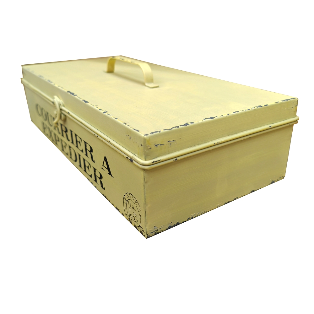 BOITE A COURRIER LA POSTE JAUNE ANTIQUE 37 X 10 X 18 CM - Photo N°4