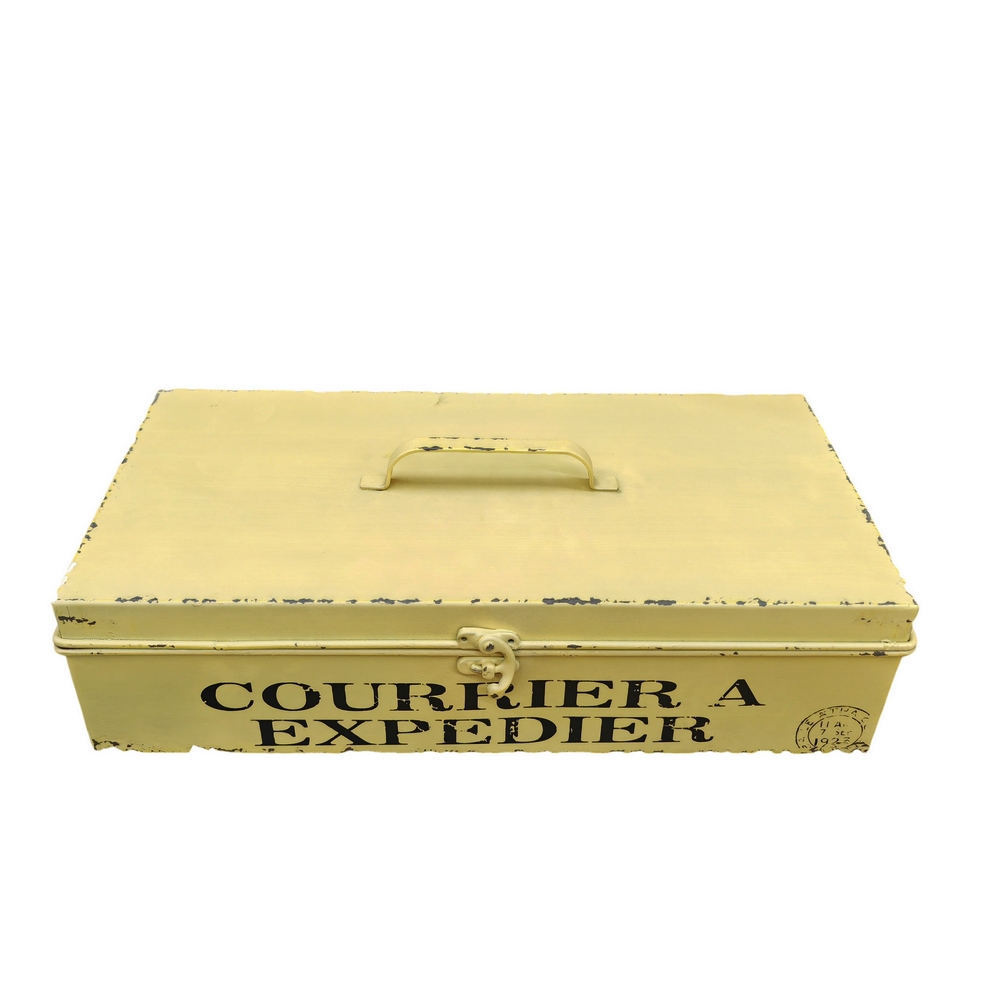 BOITE A COURRIER LA POSTE JAUNE ANTIQUE 37 X 10 X 18 CM - Photo N°1