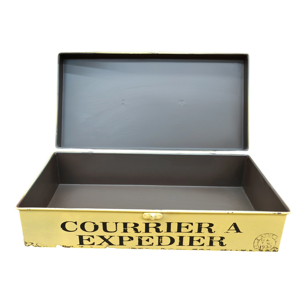 BOITE A COURRIER LA POSTE JAUNE ANTIQUE 37 X 10 X 18 CM - Photo N°2