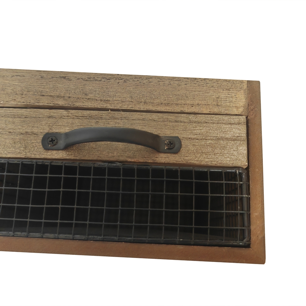 RANGE COUVERTS BOIS ET METAL 4 COMPARTIMENTS ET 2 TIROIRS 40 X 20 X 30 CM - Photo N°6