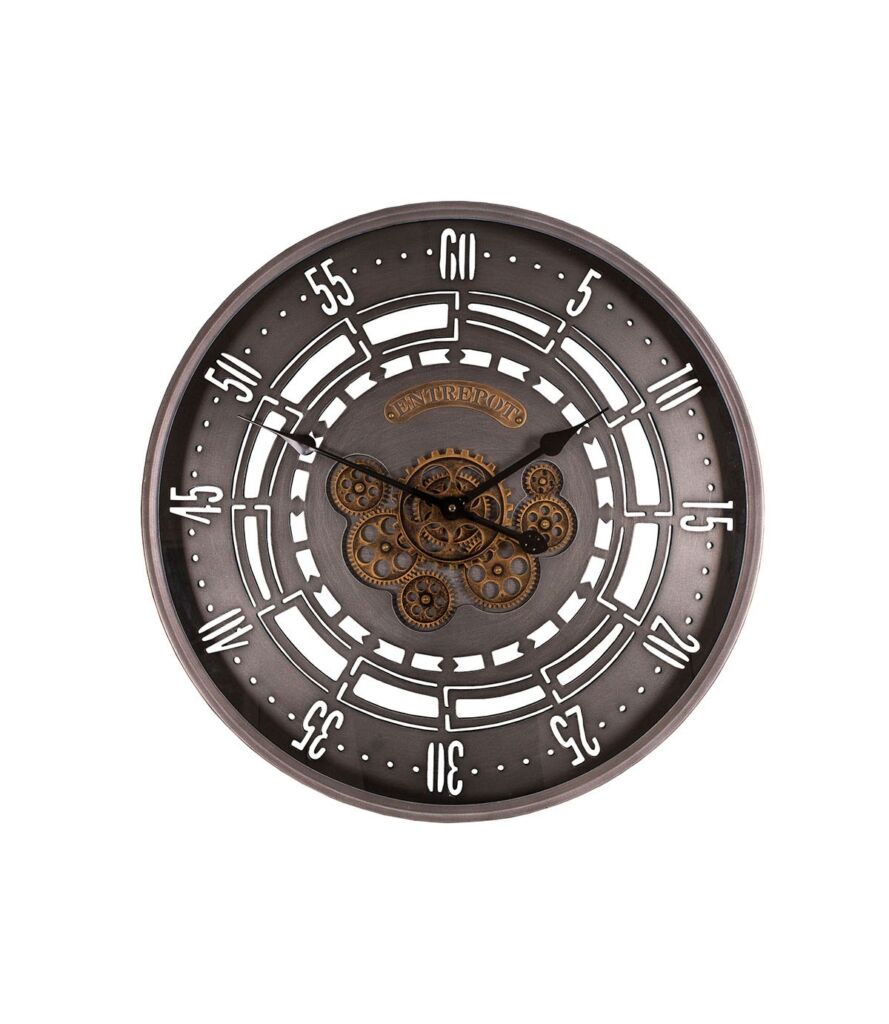 HORLOGE INDUSTRIEL ENGRENAGE 60 CM MECANISME TOURNANT - Photo N°1