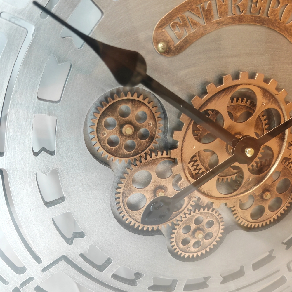 HORLOGE INDUSTRIEL ENGRENAGE 60 CM MECANISME TOURNANT - Photo N°4