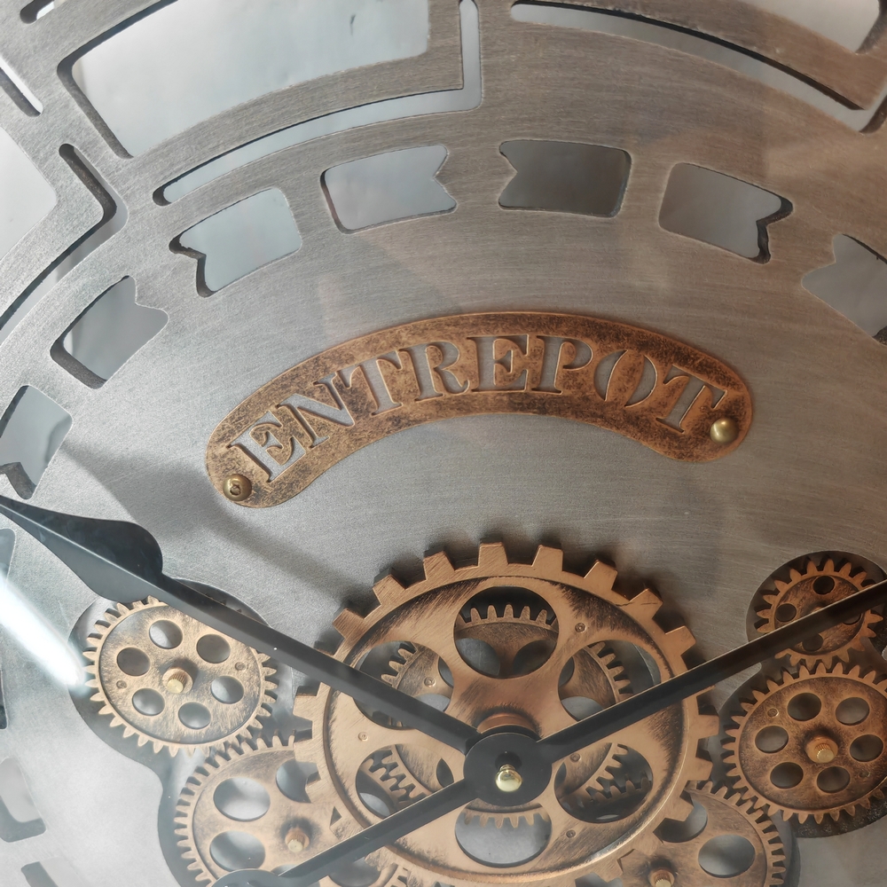 HORLOGE INDUSTRIEL ENGRENAGE 60 CM MECANISME TOURNANT - Photo N°3