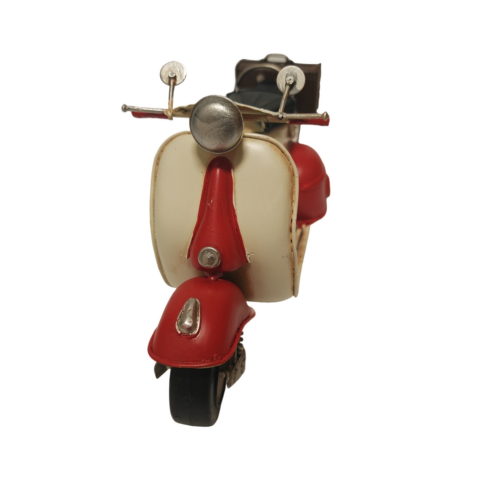 DECO SCOOTER VESPA METAL ROUGE ET BLANCHEE 29.5 X 17.5 X 10.5 CM - Photo N°4