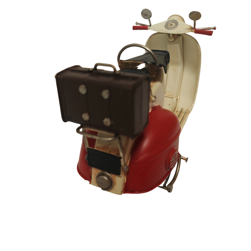 DECO SCOOTER VESPA METAL ROUGE ET BLANCHEE 29.5 X 17.5 X 10.5 CM - Photo N°2