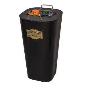 PANIER A LINGE GRAND MODELE  METAL NOIR ET LAITON 36 X 63 X 36 CM