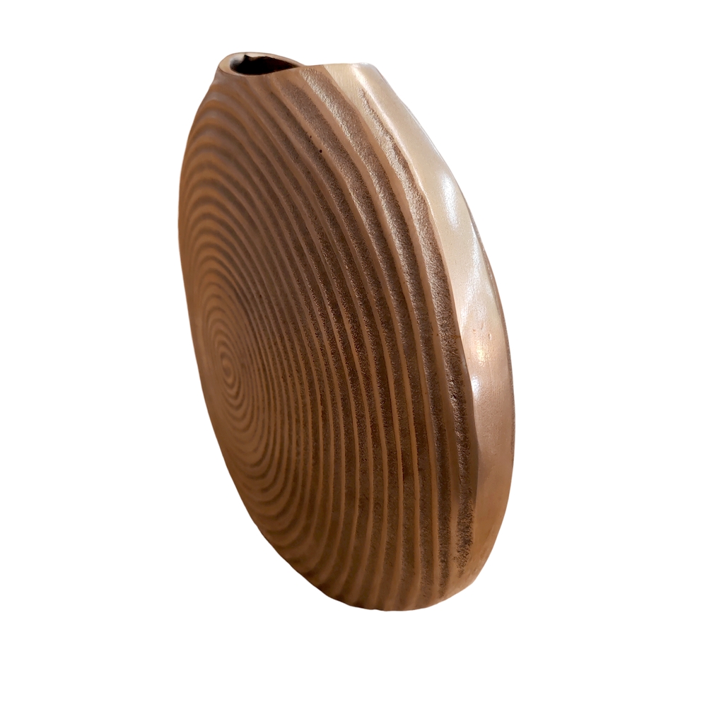 VASE ALUMINIUM COULEUR DORE  38 X 30 X 8 cm - Photo N°2