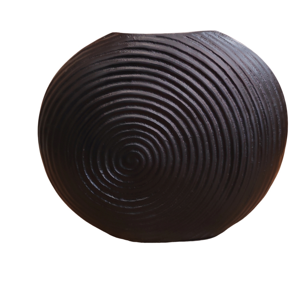 VASE ALUMINIUM COULEUR NOIR  30 X 25 X 8 cm - Photo N°1