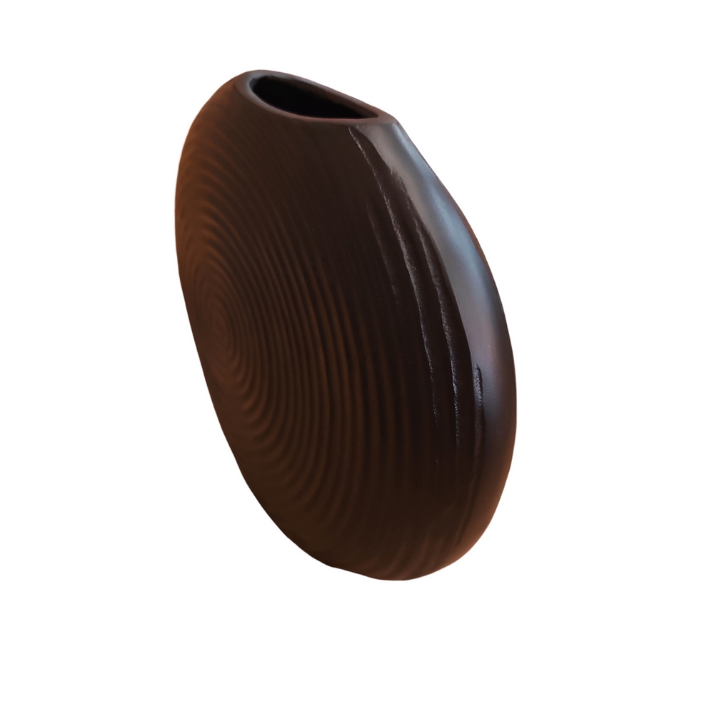 VASE ALUMINIUM COULEUR NOIR  30 X 25 X 8 cm - Photo N°2