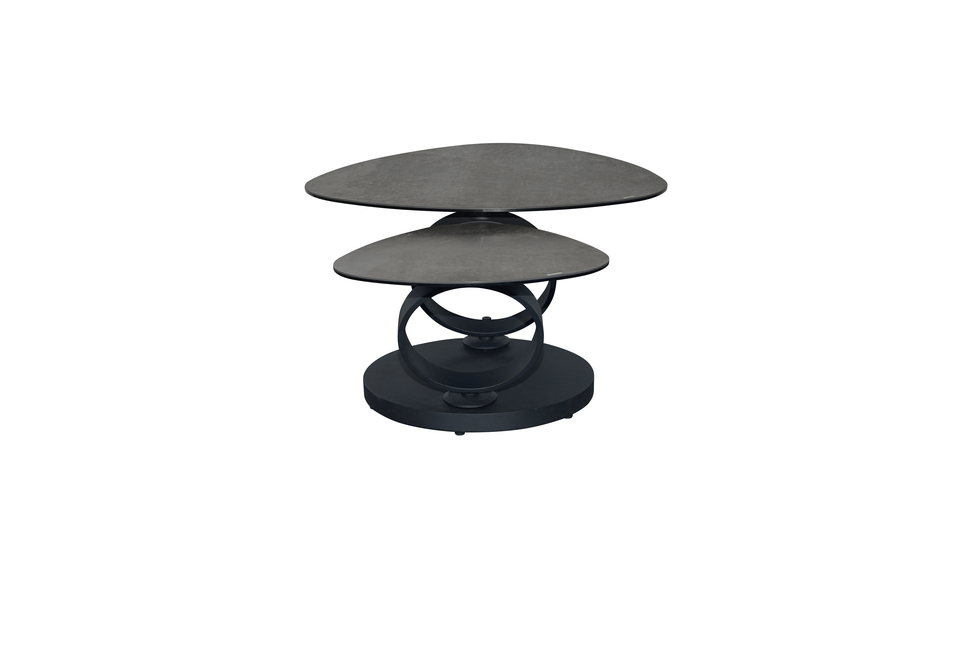 TABLE DE SALON MILAN DEUX PLATEAUX CERAMIQUE NOIR BRONZE 129 X 82 X 43 CM - Photo N°3