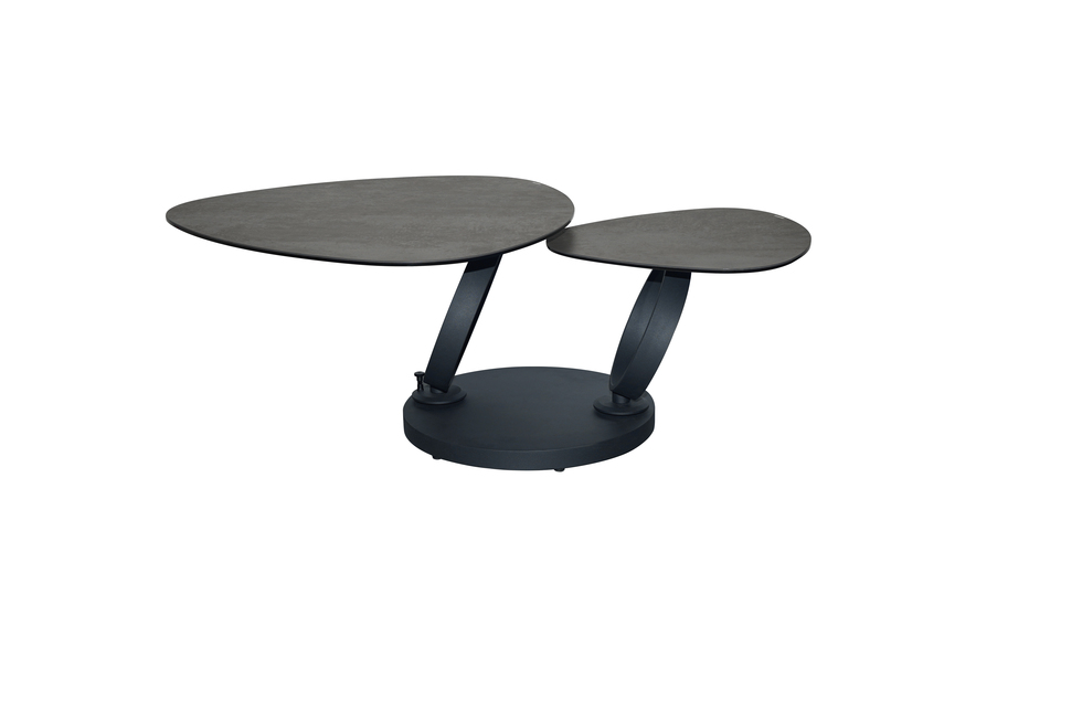 TABLE DE SALON MILAN DEUX PLATEAUX CERAMIQUE NOIR BRONZE 129 X 82 X 43 CM - Photo N°4