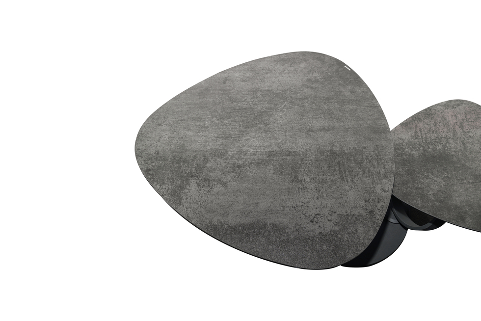 TABLE DE SALON MILAN DEUX PLATEAUX CERAMIQUE NOIR BRONZE 129 X 82 X 43 CM - Photo N°6