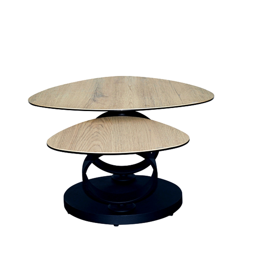 TABLE DE SALON MILAN DEUX PLATEAUX CERAMIQUE BOIS ASPECT CHENE 129 X 82 X 43 CM - Photo N°5