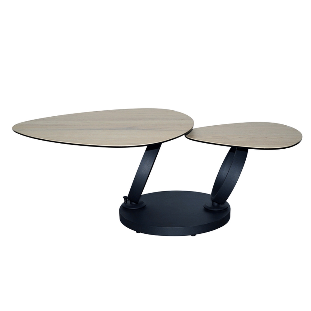 TABLE DE SALON MILAN DEUX PLATEAUX CERAMIQUE BOIS ASPECT CHENE 129 X 82 X 43 CM - Photo N°4