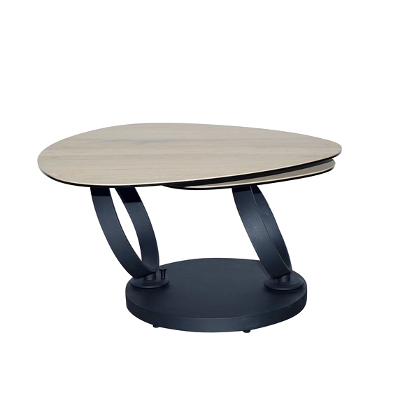 TABLE DE SALON MILAN DEUX PLATEAUX CERAMIQUE BOIS ASPECT CHENE 129 X 82 X 43 CM - Photo N°3
