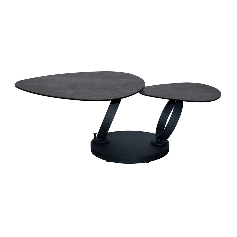 TABLE DE SALON MILAN DEUX PLATEAUX CERAMIQUE ARDOISE ANTHRACITE 129 X 82 X 43 CM - Photo N°5