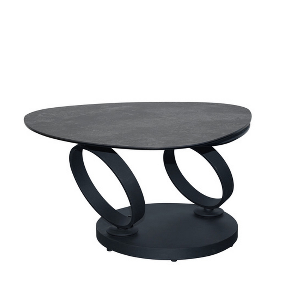 TABLE DE SALON MILAN DEUX PLATEAUX CERAMIQUE ARDOISE ANTHRACITE 129 X 82 X 43 CM - Photo N°4