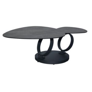 TABLE DE SALON MILAN DEUX PLATEAUX CERAMIQUE ARDOISE ANTHRACITE 129 X 82 X 43 CM