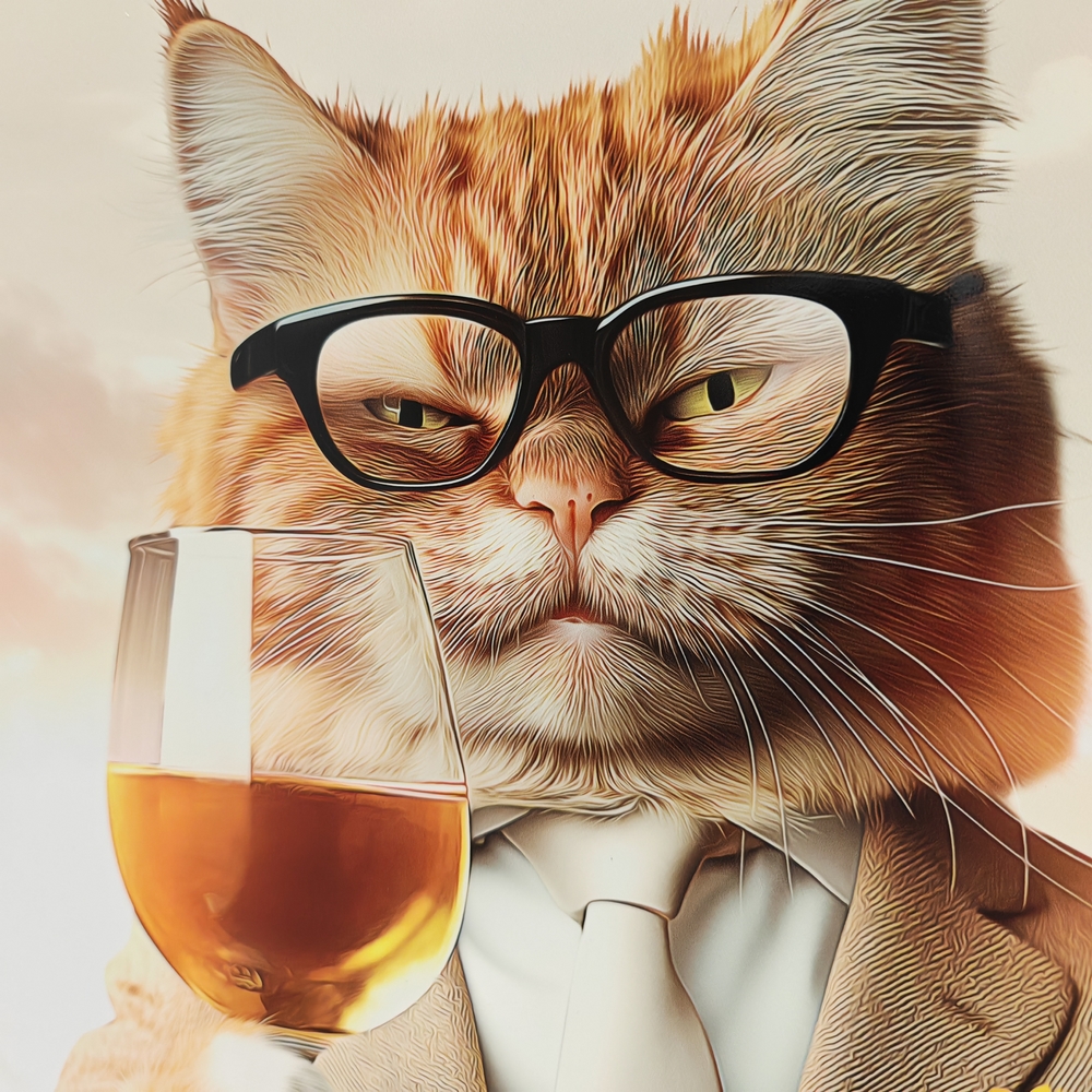 TOILE IMPRESSION S BINET CHAT- RDONNAY ENCADREMENT NOIR 63 X 83 CM - Photo N°4