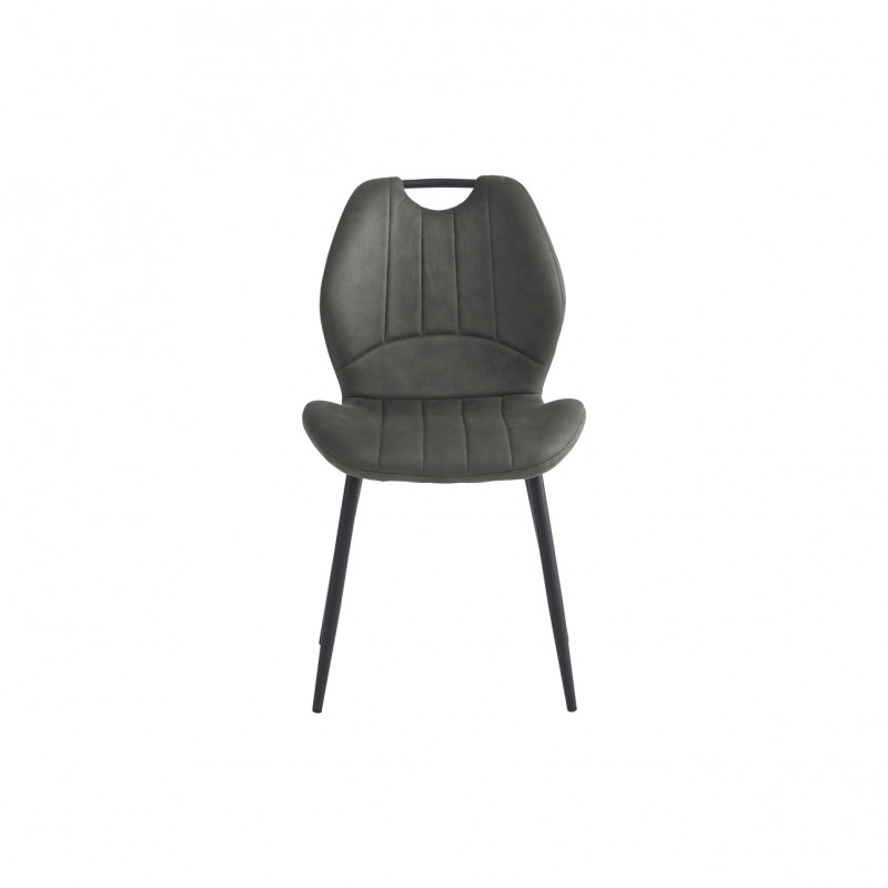 CHAISE ASCOT PIED METAL NOIR ASSISE MICROFIBRE DEPERLANT GRIS  48 X 86 X 57 CM - Photo N°5