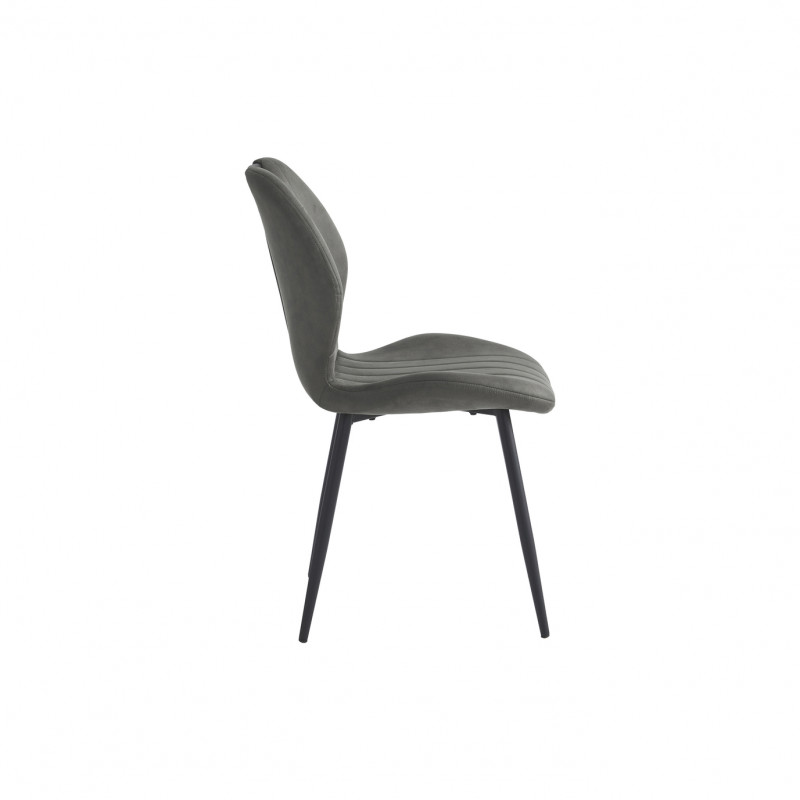 CHAISE ASCOT PIED METAL NOIR ASSISE MICROFIBRE DEPERLANT GRIS  48 X 86 X 57 CM - Photo N°4